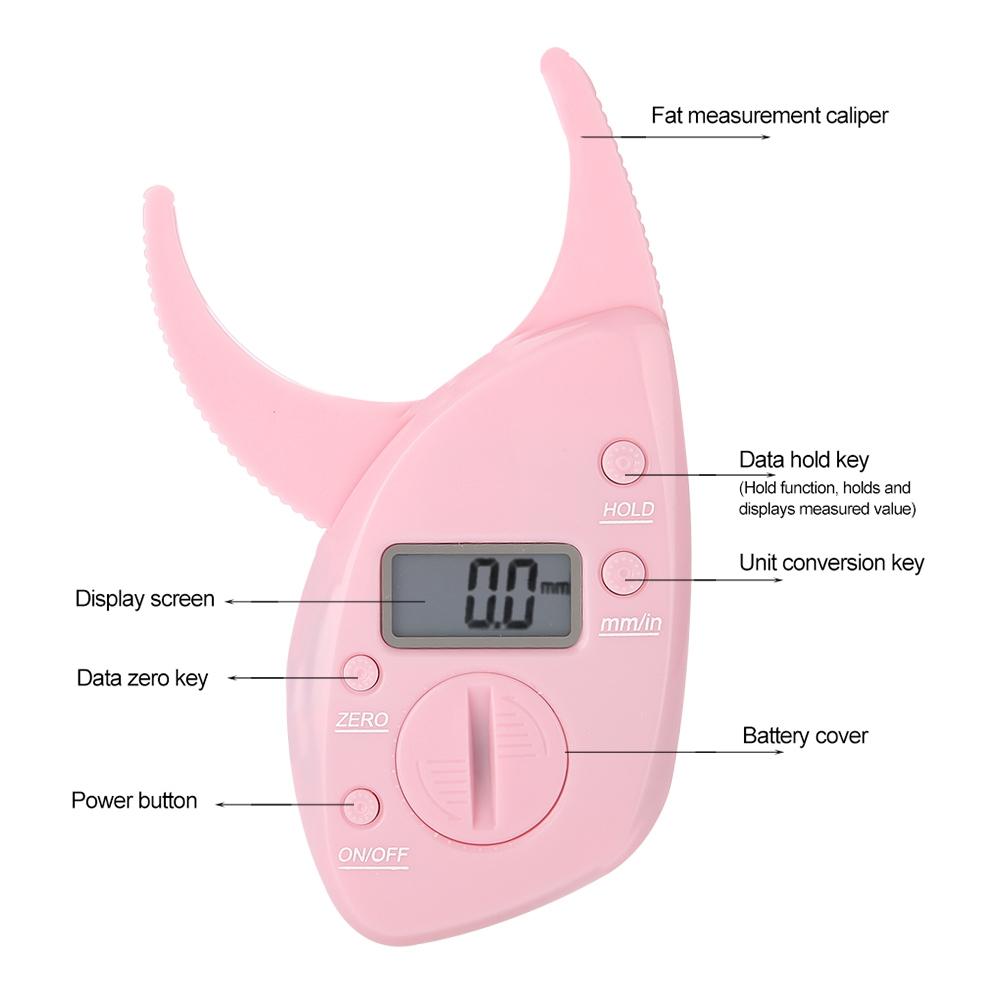 Pink Body Fat Monitors Portable Digital Skinfold Measurement Tester Measuring Caliper