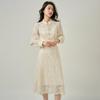 Iveni WEOQ337 Heavy Lace New Chinese Style Long Sleeve Dress