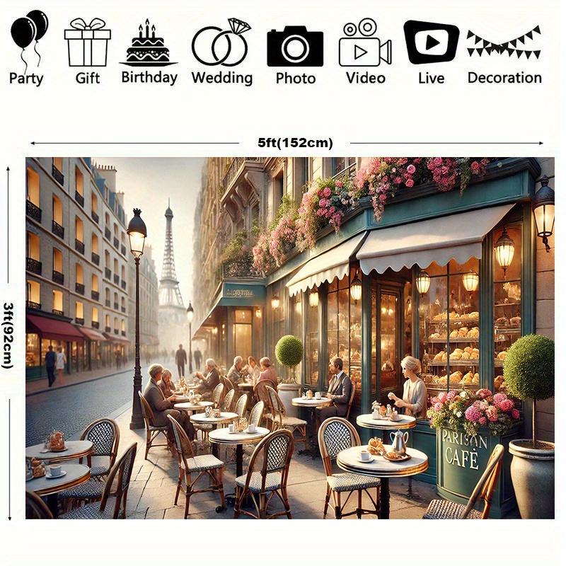 One Elegant Parisian Café Backdrop Fabric, Suitable for Background Decoration, Rooms, and gardensDJH