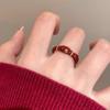 Real Gold Electroplated Zircon Oil Drop Gourd Flower Opening Ring Retro Temperament Index Finger Ring Light Luxury High-end Jewelry