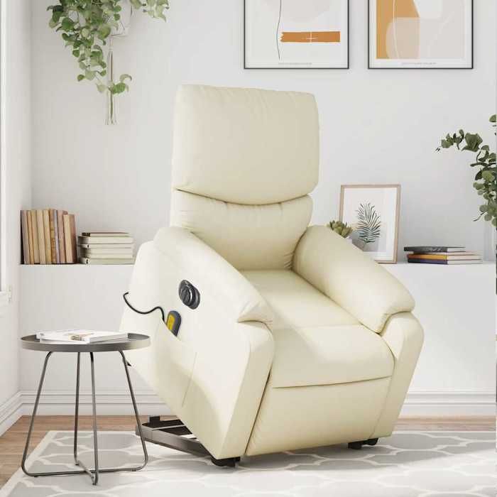 VidaXL Fauteuil inclinable de massage électrique crème similicuir 3204908