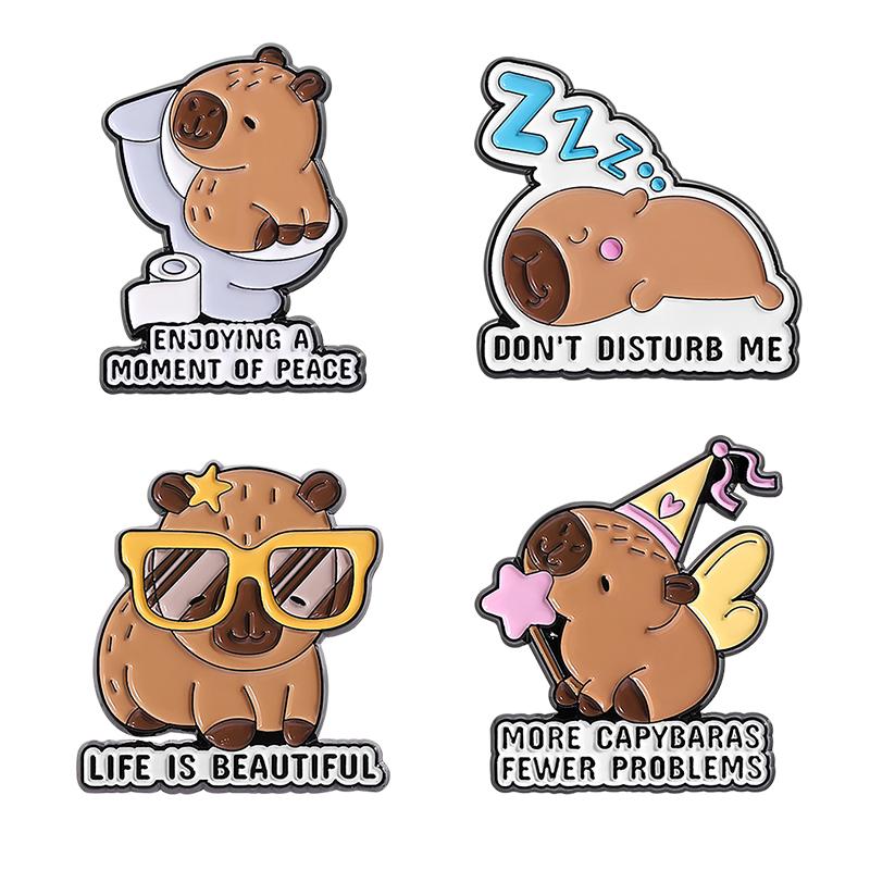 

4-8 ШТ./НАБОР Эмалевые Значки На Заказ Милые Капибары Масляная Живопись Броши Лацканные Значки Одежда Животные Ювелирные Изделия Подарок для Детей Друзей