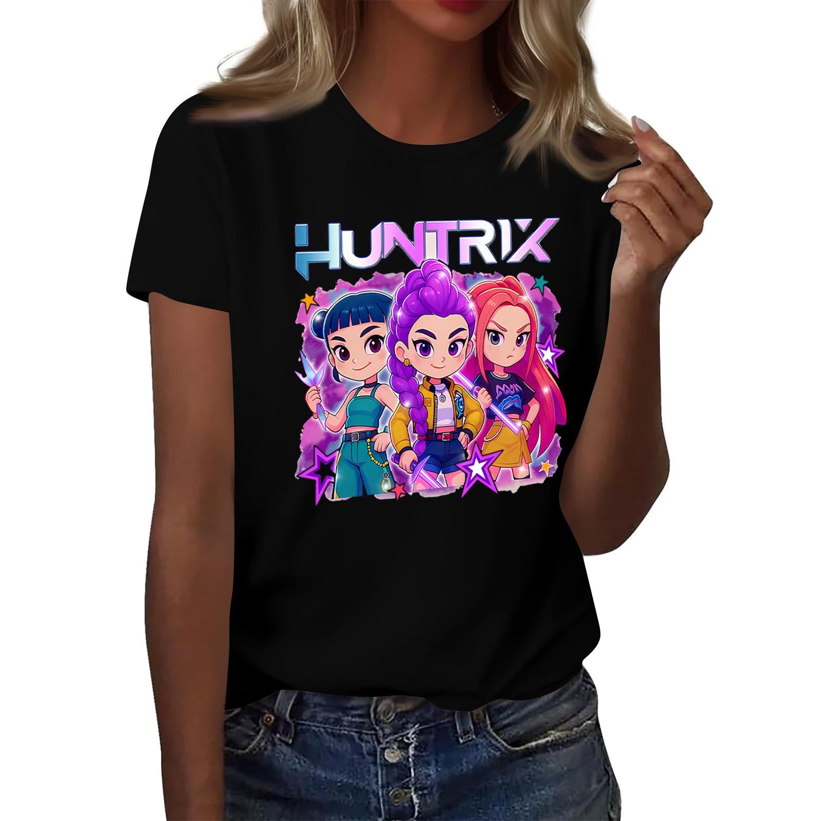 

Женский топ с круглым вырезом и короткими рукавами с 2D-принтом S чёрный