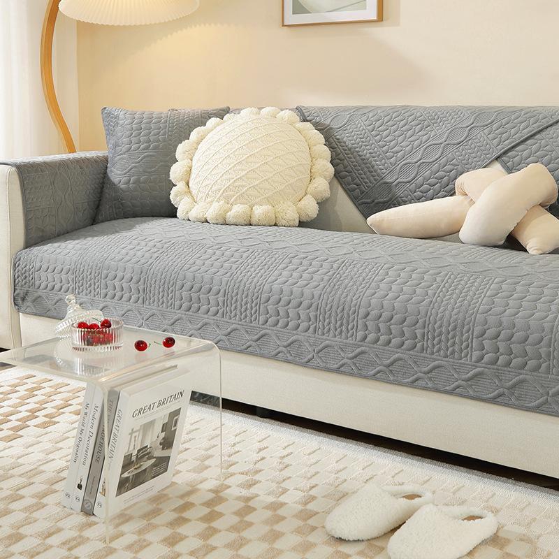 Affordable Luxury Style Plush Sofa Cushion Winter Cover Armrest Cover Towel Backrest Cover Towel Non-Slip Seat Cushions