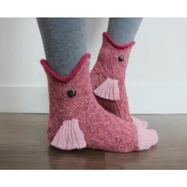 Skarpetki dziergane Kameleon Krokodyl Śliczne Nowatorskie Unisex Zimowe Ciepłe Podłogowe Świąteczne Rekin Ryba Nowe Męskie i Damskie Prezenty Świąteczne