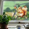 Static Cling Cute Squirrel Branches Flowers Birds Window Stickers for Glass Cabinet Shop Window Home Decor