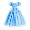 Girls New Year Blue Long Dress for Kids Christmas Birthday Party Dresses Butterfly Cinderella Cosplay Costumes Chidren Outfits