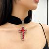 Gothic Punk Irregular Cross Pendant Necklace with Black Velvet Choker