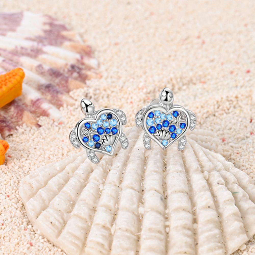 

Woman Hoop Earrings Silver Colors Sea Turtle Starfish Seashell Stud For Women Earrings Jewelry Gifts