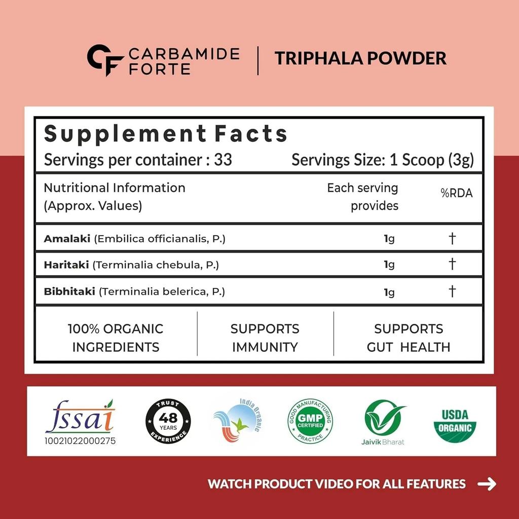 Carbamide Forte Triphala Churna Powder With Swarna Amalaki,Haritaki & Bibhitaki