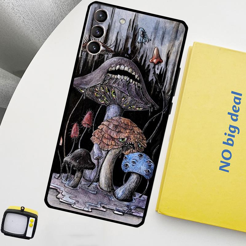 Weird Trippy Mushroom Phone Case For Samsung Galaxy S24 Ultra S20 S21 S22 S23 Plus S9 S10 S24 FE S25 Ultra Cover