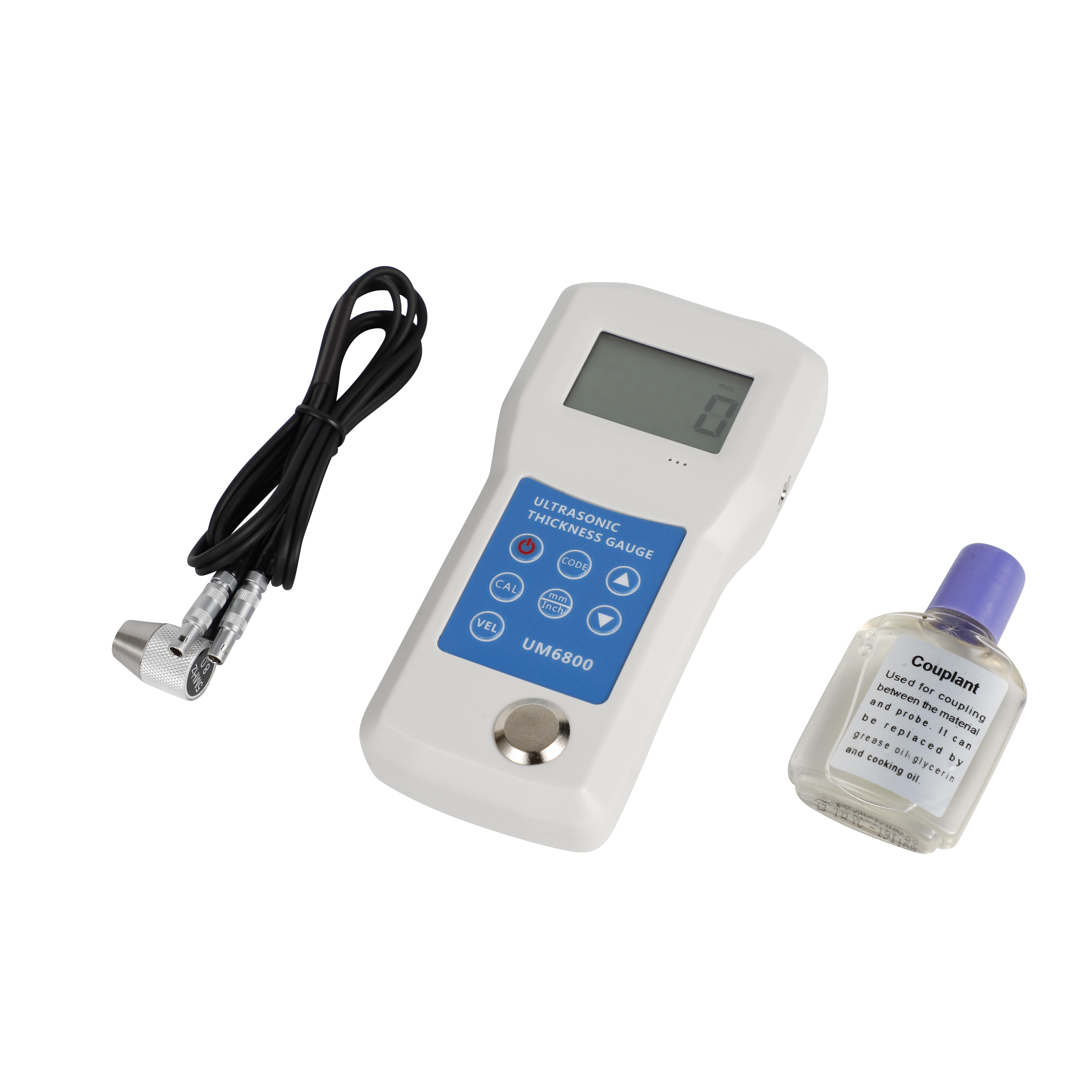 TONY UM6800 0.01mm Resolution 1.0-300mm Ultrasonic Thickness Gauge 4 Digits LCD 0.5% Accuracy for Plastic/Pipe/Metal белый