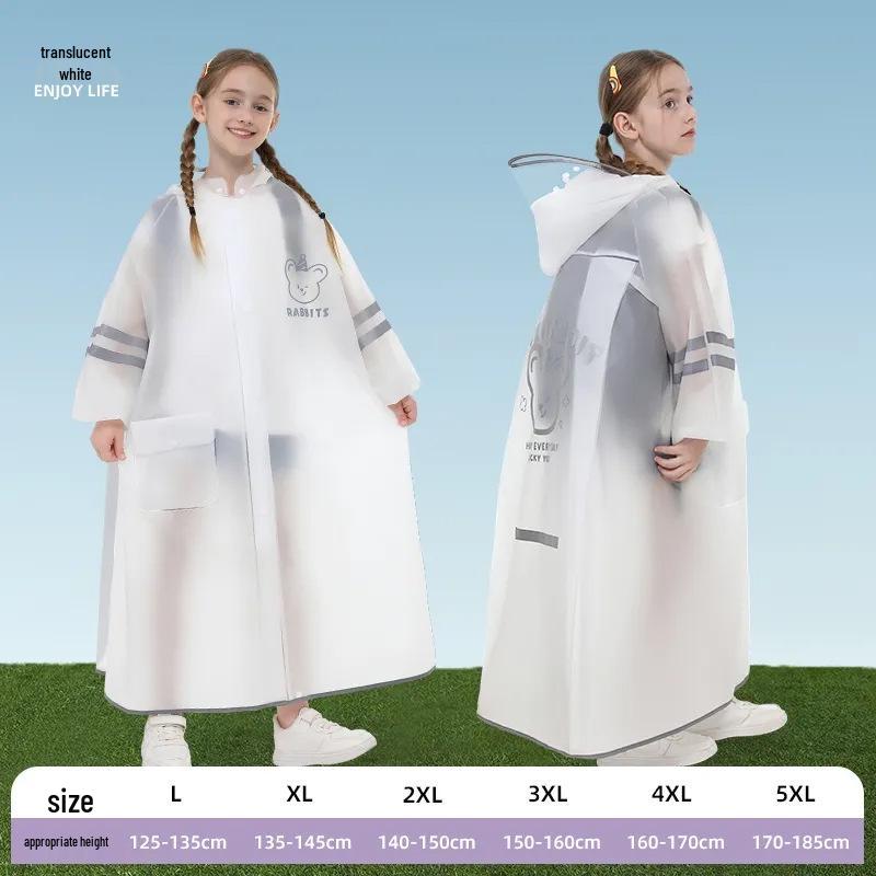 Kids' Long Raincoat with Backpack Compartment - Stormproof Poncho for School, Boys & Girls Plus Size