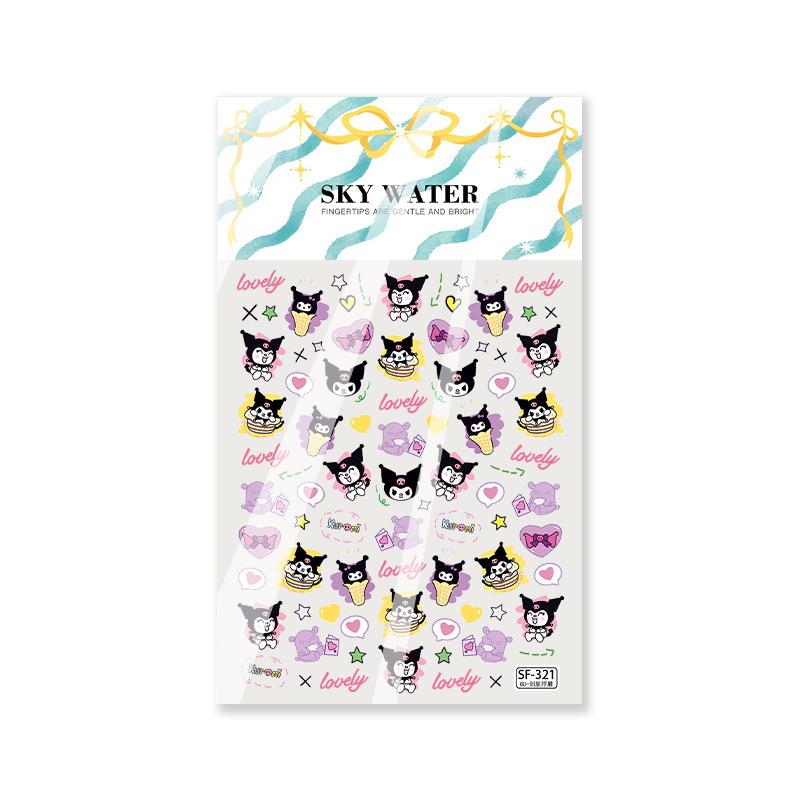 Cartoon Kuromi Nail & Camera Stickers - Embossed Sanrio DIY Decor