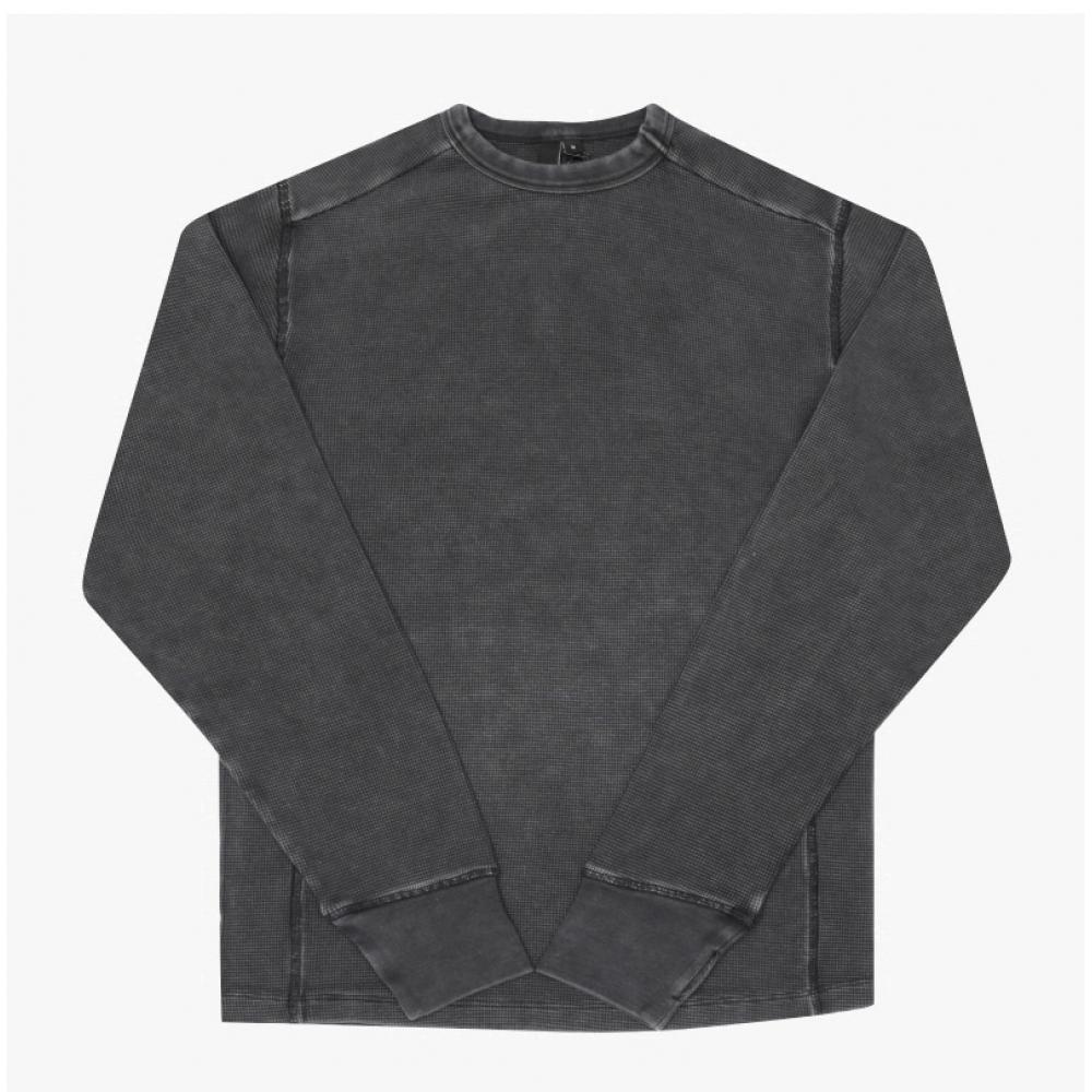 Enthiastudio Thermal Washed Black Unisex Long Sleeve Tee Es2260wb