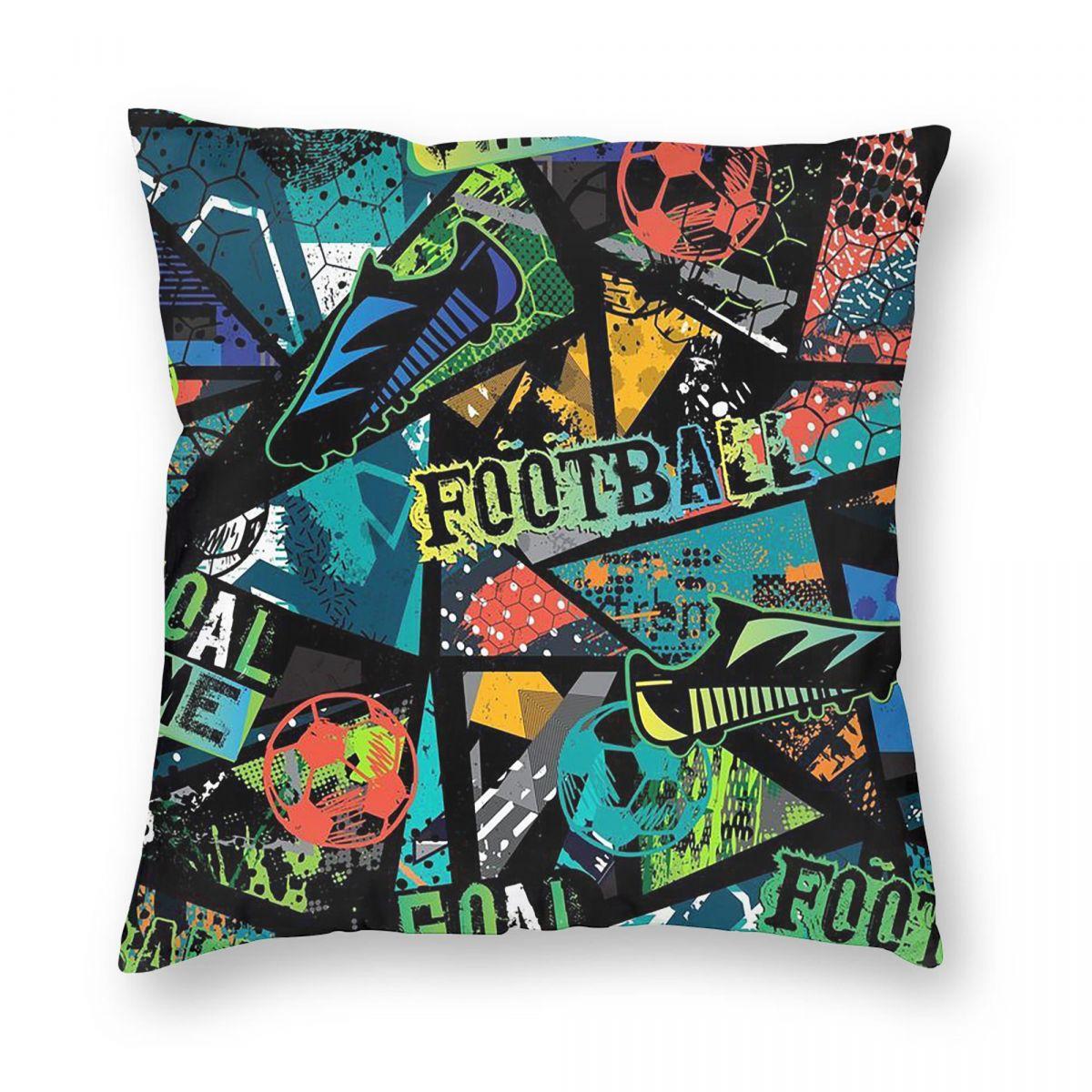 Anime Fun Football Pattern Square Pillowcase Pillow Cover Cushion Zip Decorative Comfort Throw Pillow for Home Car 30x30cm