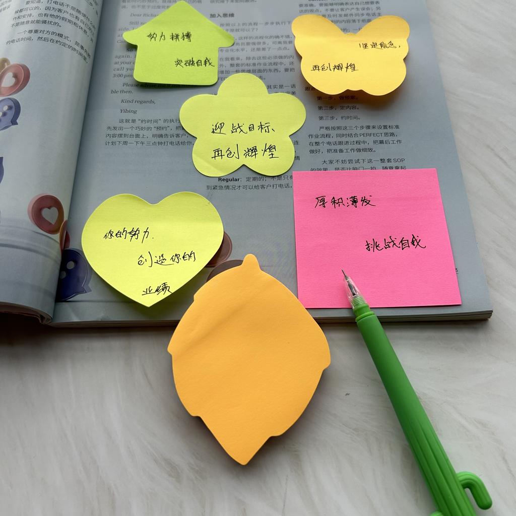 100 sheets Colorful Sticky Notes Self Sticky Notes Heart Arrow Creative Notepads Planner Sticker For Office School Supplies