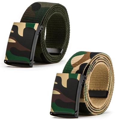 Cotton Canvas Buckle Belt New Graffiti Camouflage Mens Boys Unisex Plain Webbing