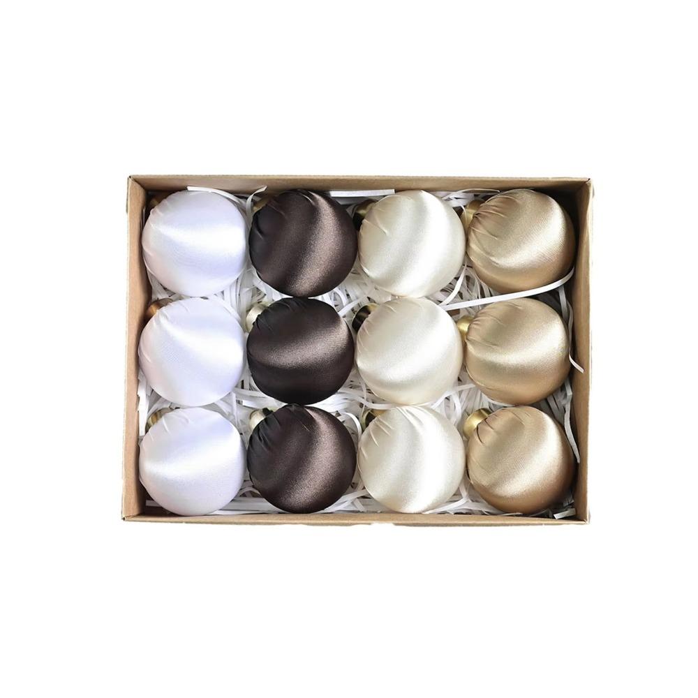 

12pcs Glossy Velvet Satin Christmas Ball 6cm Christmas Gifts Ball Indoor Outdoor Use Style 15