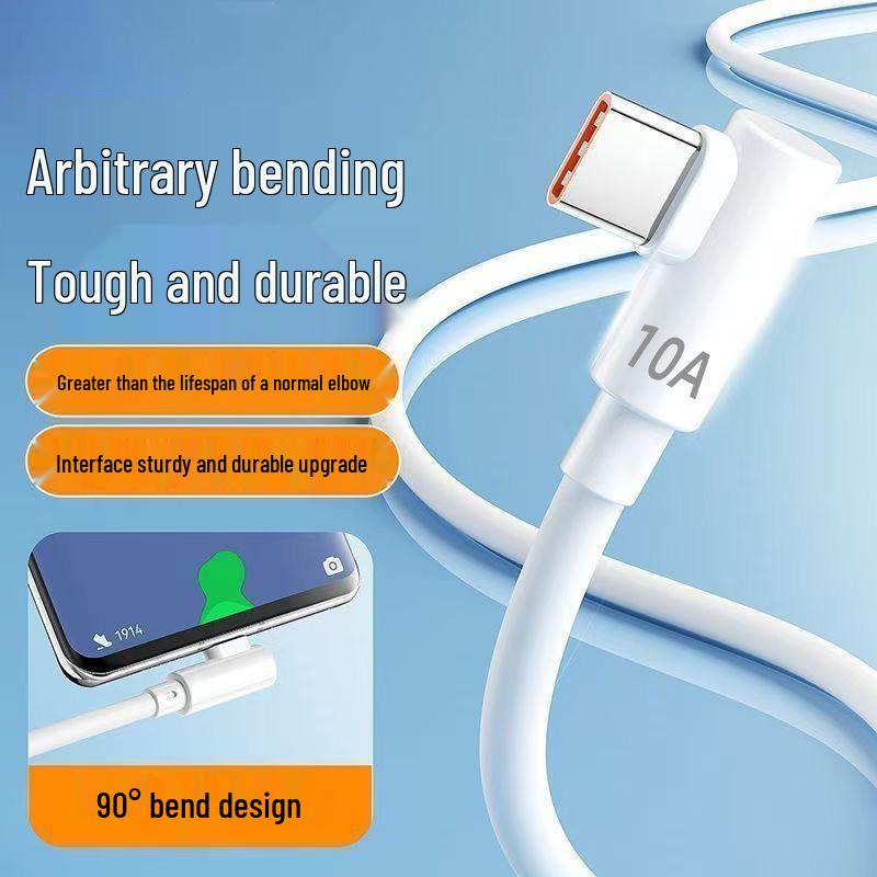 10A Super Fast Charging Elbow Type-C Cable for Huawei, Vivo, Oppo, Honor