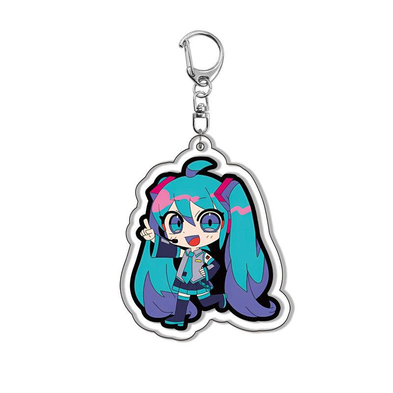 Hatsune Miku Acryl Dubbelzijdige Sleutelhanger Kagamine Rin Len Rugzak Bedeltje Anime Verzamelsieraad Cadeau voor Fans Schattige Anime 55mm