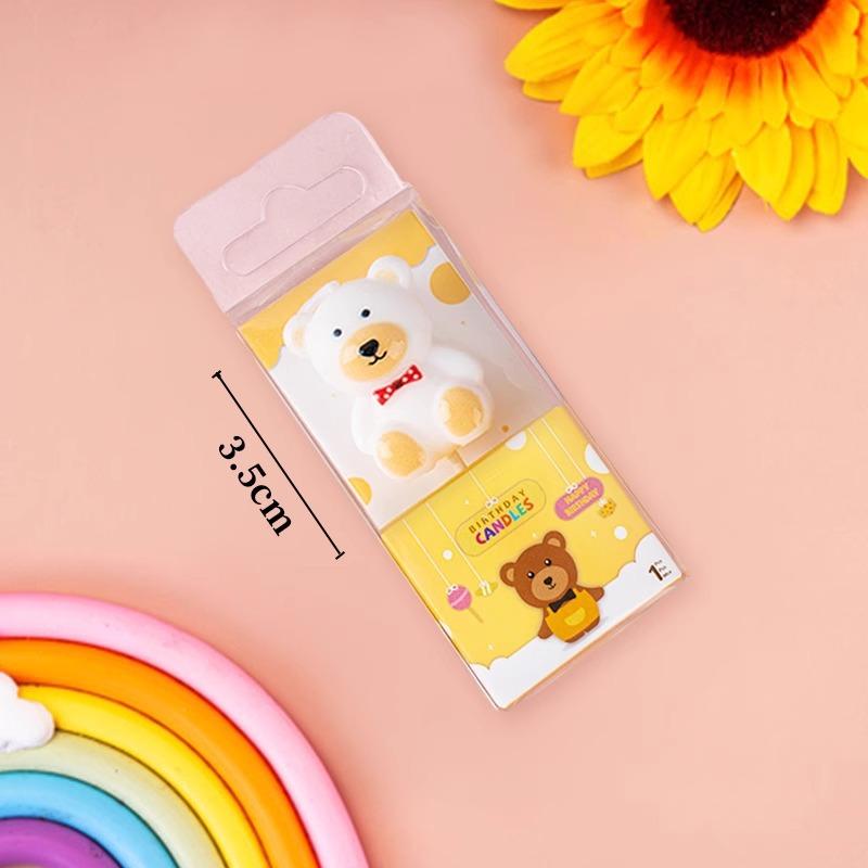 

Милая мультяшная свеча в виде медведя, украшение для выпечки торта, детский день рождения, десерт, наряд Cartoon bear candle, white