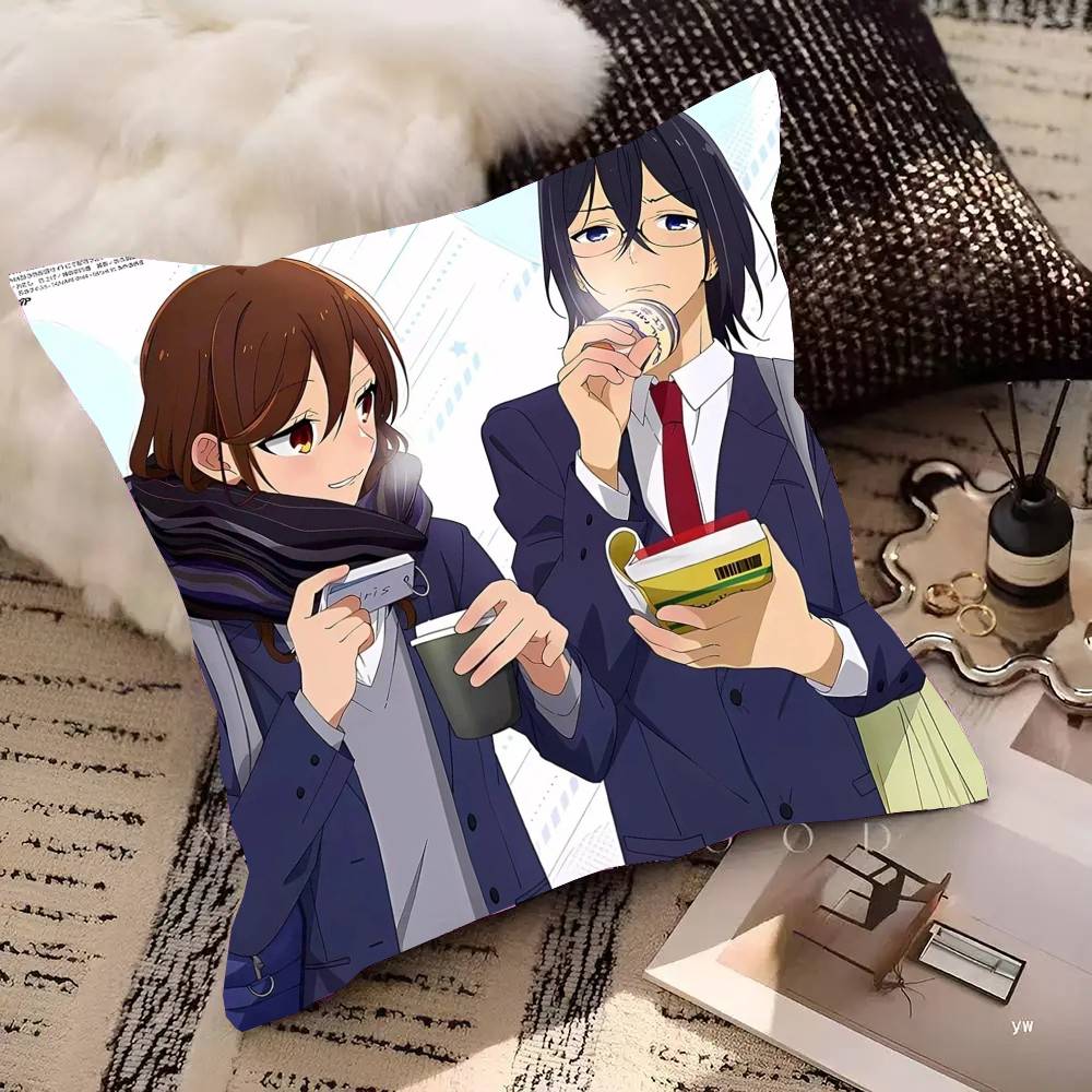 Japanese Classic Anime Horimiya Vintage Pillow Case Fashion Square Pillowcase Bedroom Sofa Room Ins Decoration Leisure
