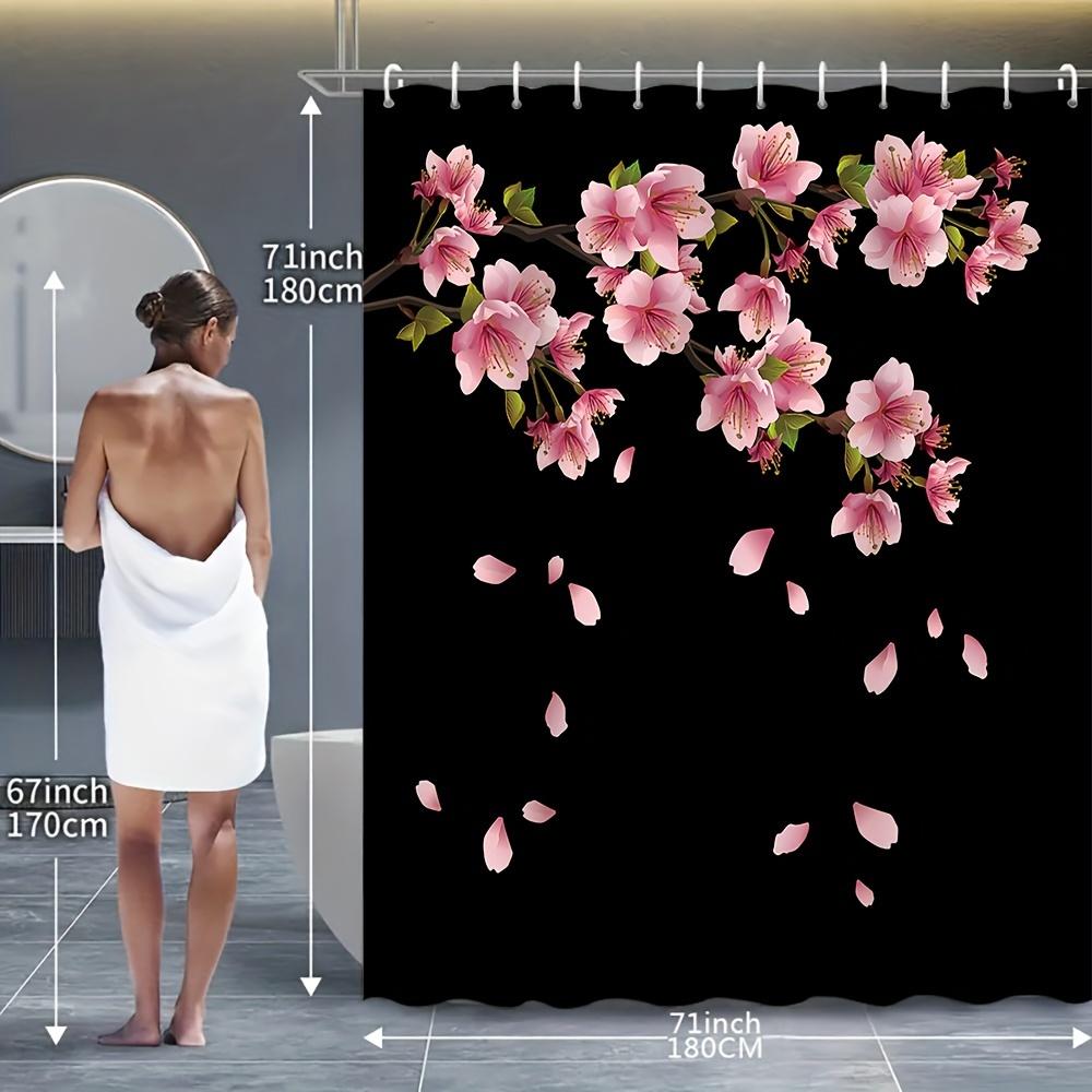 1/4pcs Luxury Plum BlossomWaterproof Shower Curtain Set Decorative Bathroom Set Non-Slip Carpet Toilet Cover Bath Mat And 12 Hooks