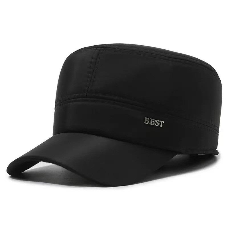 Winter hat Men's fleece cold-proof and warm flat-top hat Grandpa woolen thickened ear protector duck tongue cotton hat
