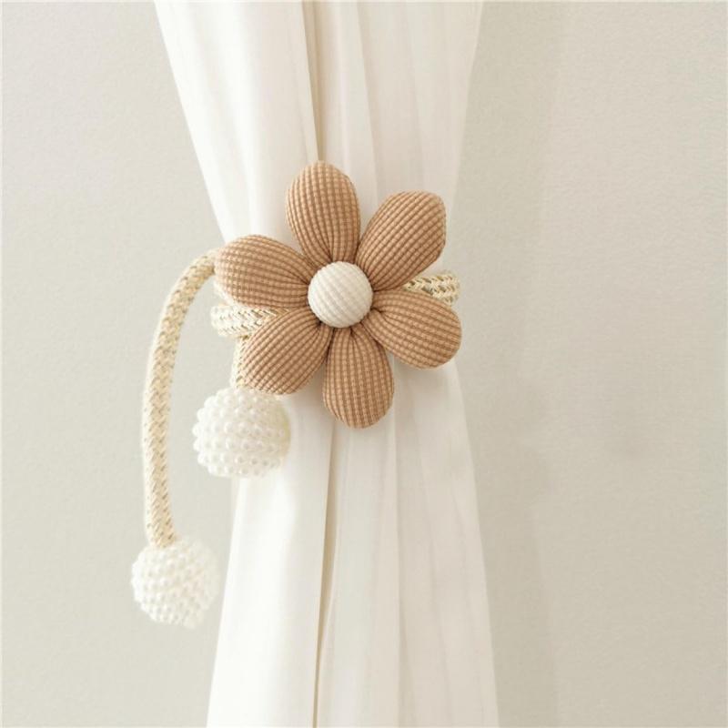 New 2/1PCS Flower Shaped Curtain Clip Creative Fashion Pearl Buckle Curtain Tie Bedroom Curtain Rack Simple Cute Tie Home Decor