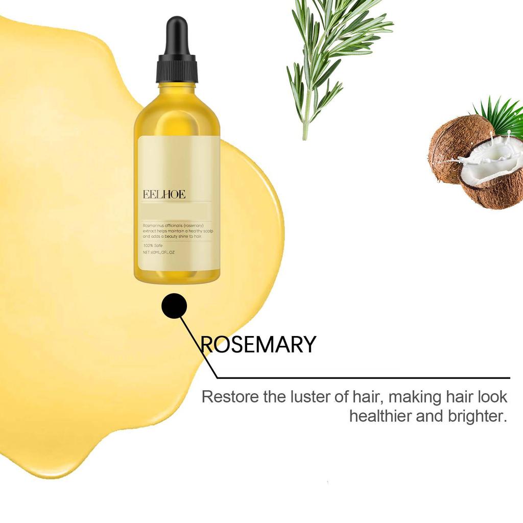 EELHOE plant extract Rosemary hair care essential oil soothes dry scalp, improves dry hair, knotted home care, soft, fluffy and brightens hair 60ml