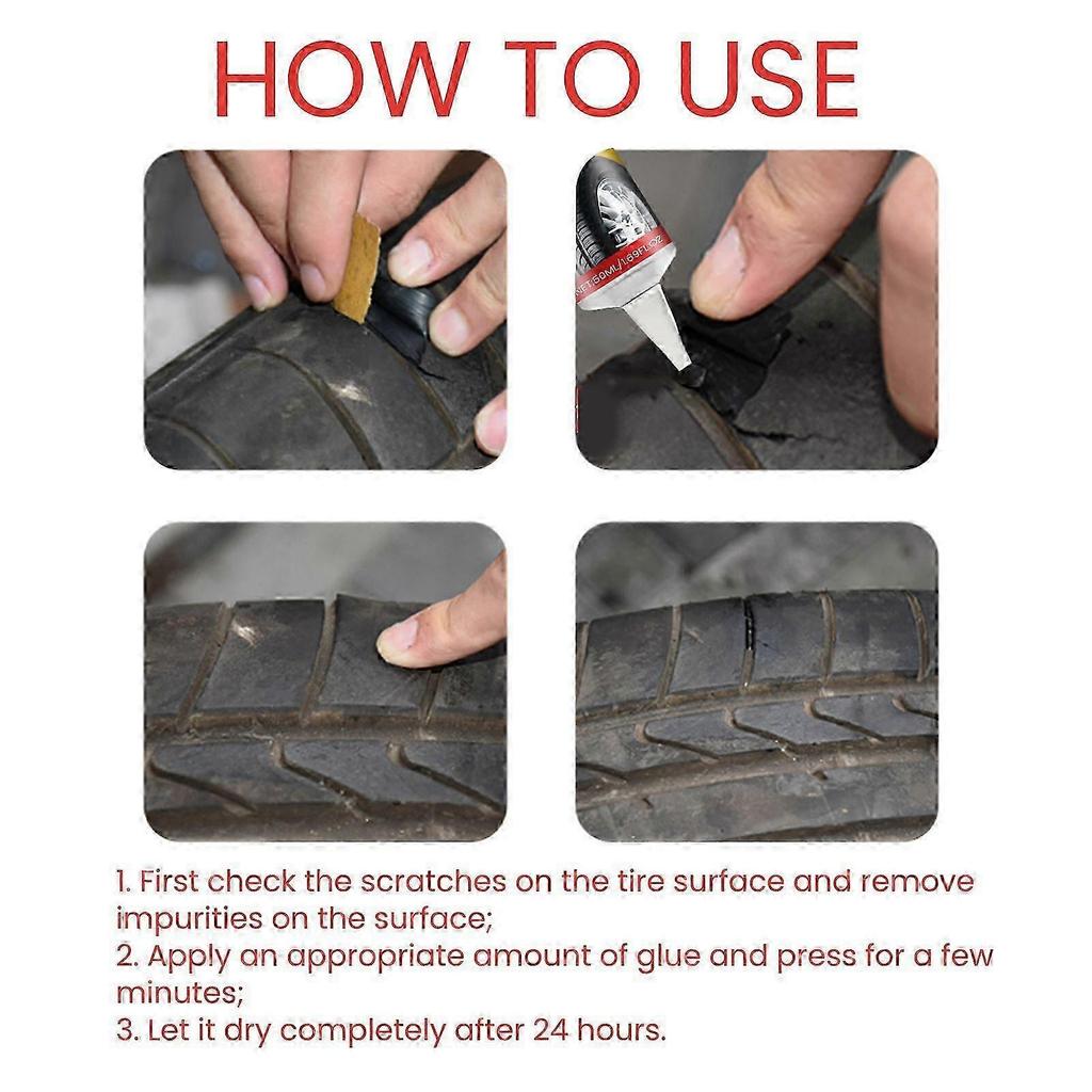 Instant Tire Repair Glue - Fast Curing, Waterproof Adhesive for Car, Motorcycle & Bicycle Cracks & Scratches, 50ml - Strong, Durable, Easy to Use
