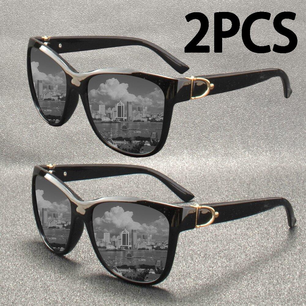 

2PCS Luxury Brand Design Cat Eye Polarized Sunglasses Men Women Lady Elegant Sun Glasses Female Driving Eyewear