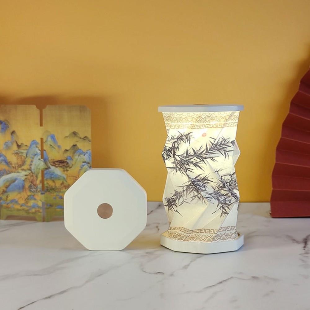 Creative Foldable Paper Latern LED Mini Rotating Light Birthday Gift Dimmable Table Lamp Home