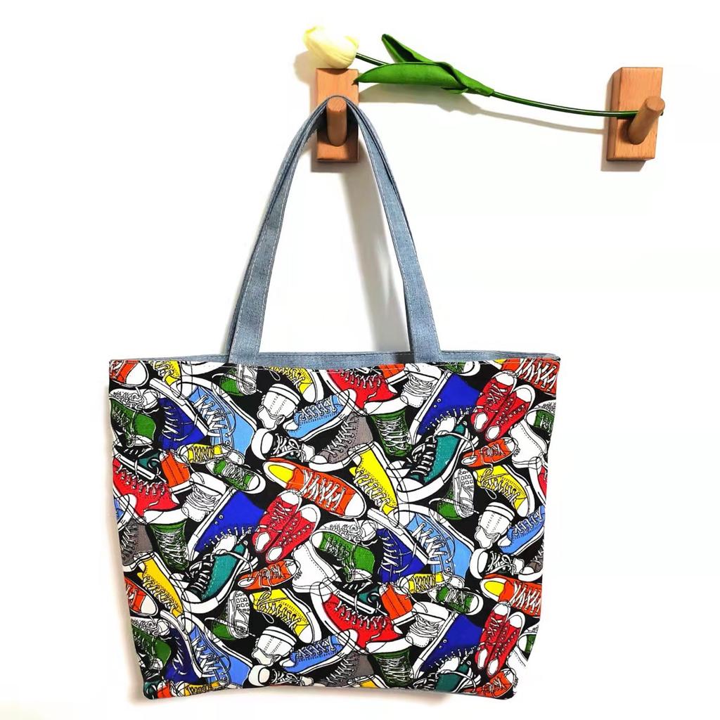 New version of cute cartoon canvas bag literary women's shoulder bag large capacity canvas tote women's bag
