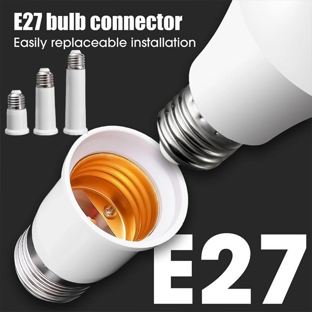 E27 to E27 Extender Lamp Holder 220V Accessories Bulb Socket Base Silicone Adapter Screw Holders Bases Head 65-120Mm White-Shell