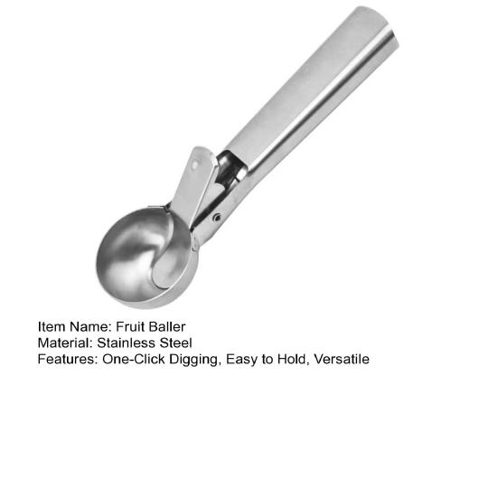 Fruit Baller Stainless Steel Fruit Scooper Easy To Operate One-Click Digging Comfortable Grip Kitchen Fruit Ball Maker