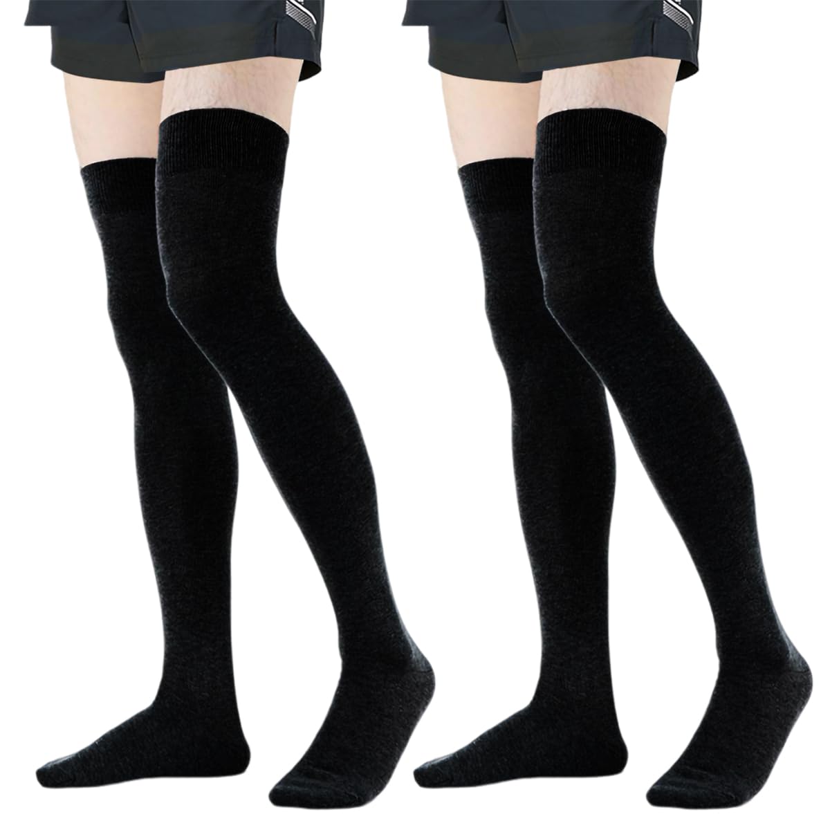 

MOOKISOO Очень длинные дюймы Общая длина Мягкая компрессия Холодный черный Мужские носки до бедра, Набор из 2 пар, 35,6 (90см) Длина, Хлопок, Гольфы выше колена,