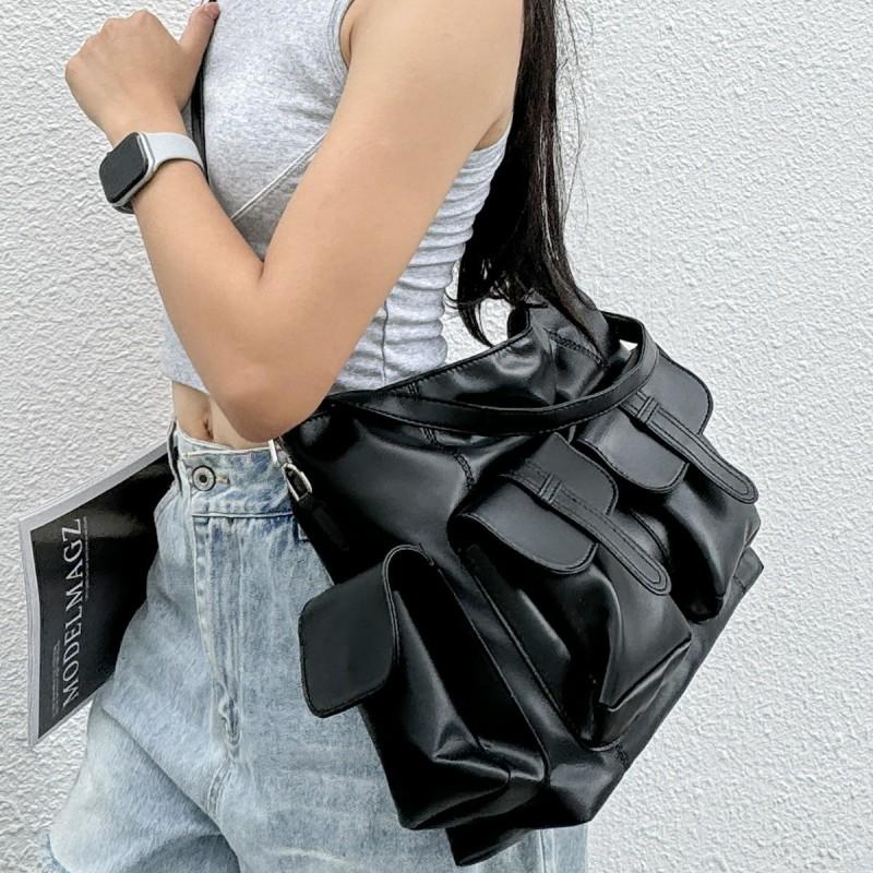 Vintage-Style Large Capacity Crossbody Bag With Multiple Pockets PU Leather Shoulder Daily Use