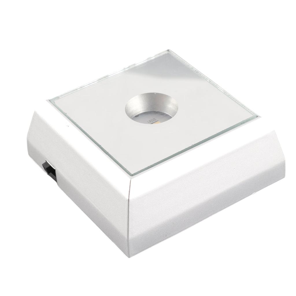 LED Lamp Base Stand Holder for Acrylic Statue Artware Display Silver