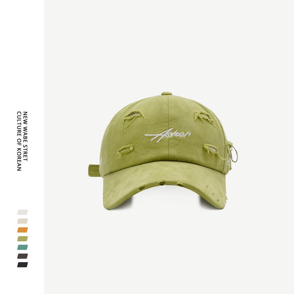 Ripped iron ring soft top cap women's spring and autumn personality simple street sunscreen baseball cap summer tide