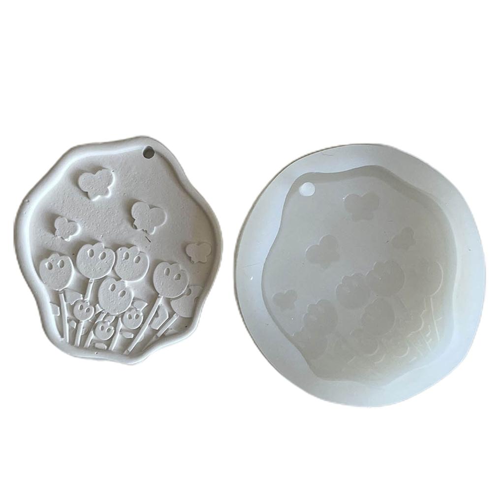 Flower Carved Resin Mold with Hole for DIY Art Craft Hanging Decorations Soap Gypsum Ornaments Valentine Gift Home Decor