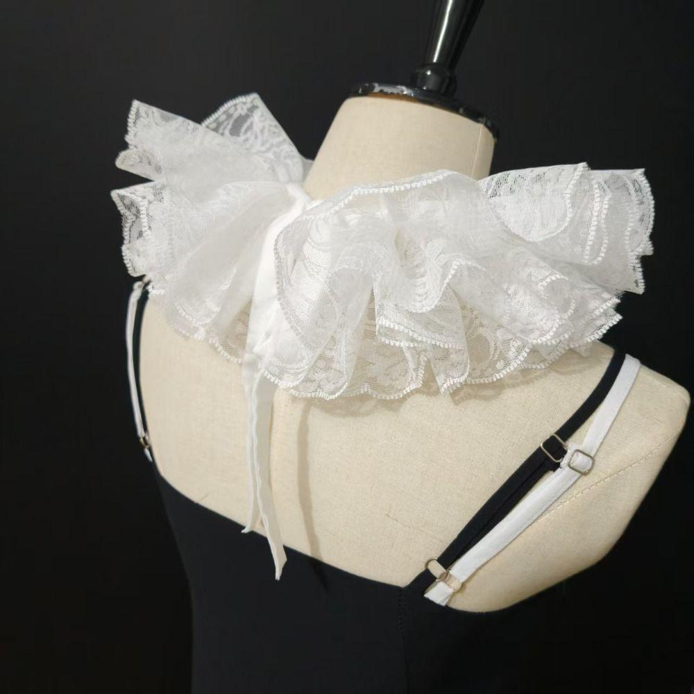 Ruffled Lace False Collar Layered Design Palace Aristocratic Literary Shawl Detachable Detachable Collar Wedding Accessories