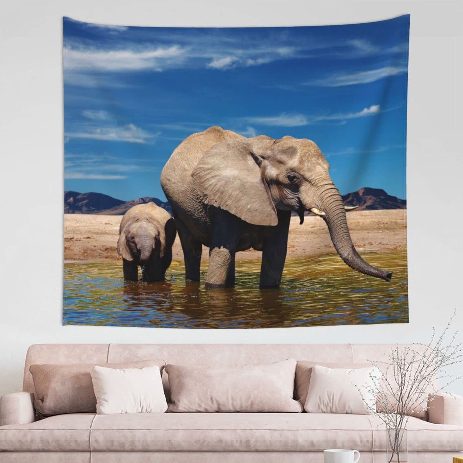 Гобелен с рисунком дикой природы в прериях африканского слона для дома — фото 13