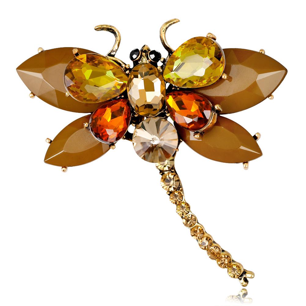 Women Vivid Delicate Dragonfly Design Diamond Brooch Perfect Wear Decoration