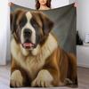 Saint Bernard Portrait Throw Blanket Easy Care Comfortable Blanket for Couch