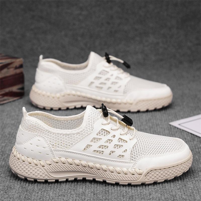 Fashion Trendy Mesh Breathable Casual Shoes British Style Retro Brown Men's Sports Shoes Versatile Commuting Men's Business Shoes
