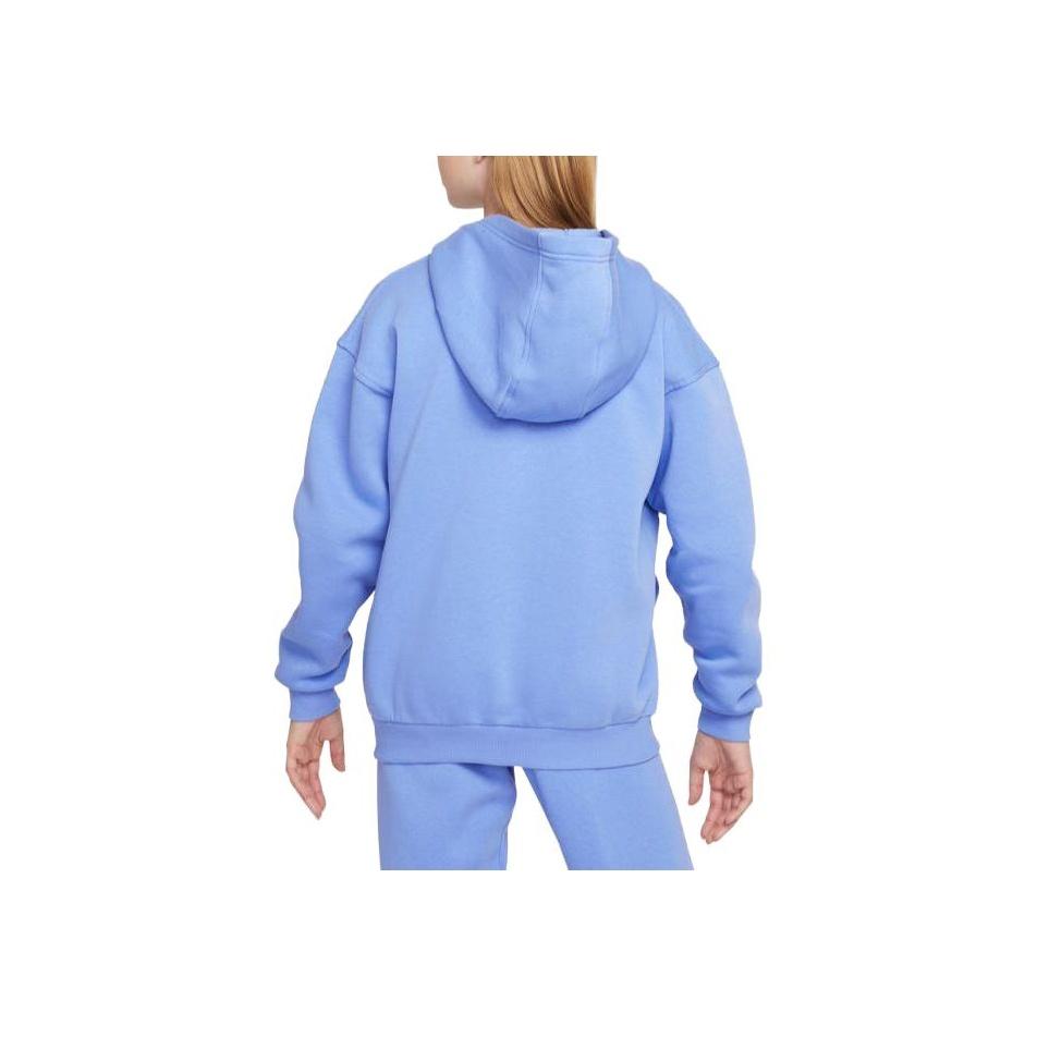 Nike Jednokolorowa luźna kurtka casual z kapturem i podszewką z polaru Kurtki dziecięce Polarowo-niebieska FD2931-450