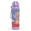 1PC American Babe Vintage Text Pattern 750ml Color Plastic Sports Water Bottle Leakproof Flip Straw Lid Suitable for Sports Office Home Use