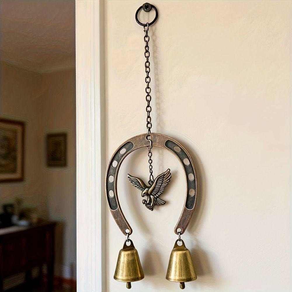 Creative Retro Wind Chimes Horse-Shaped Courtyard Hanging Ornament Blessing Metal Pendant  Backyard